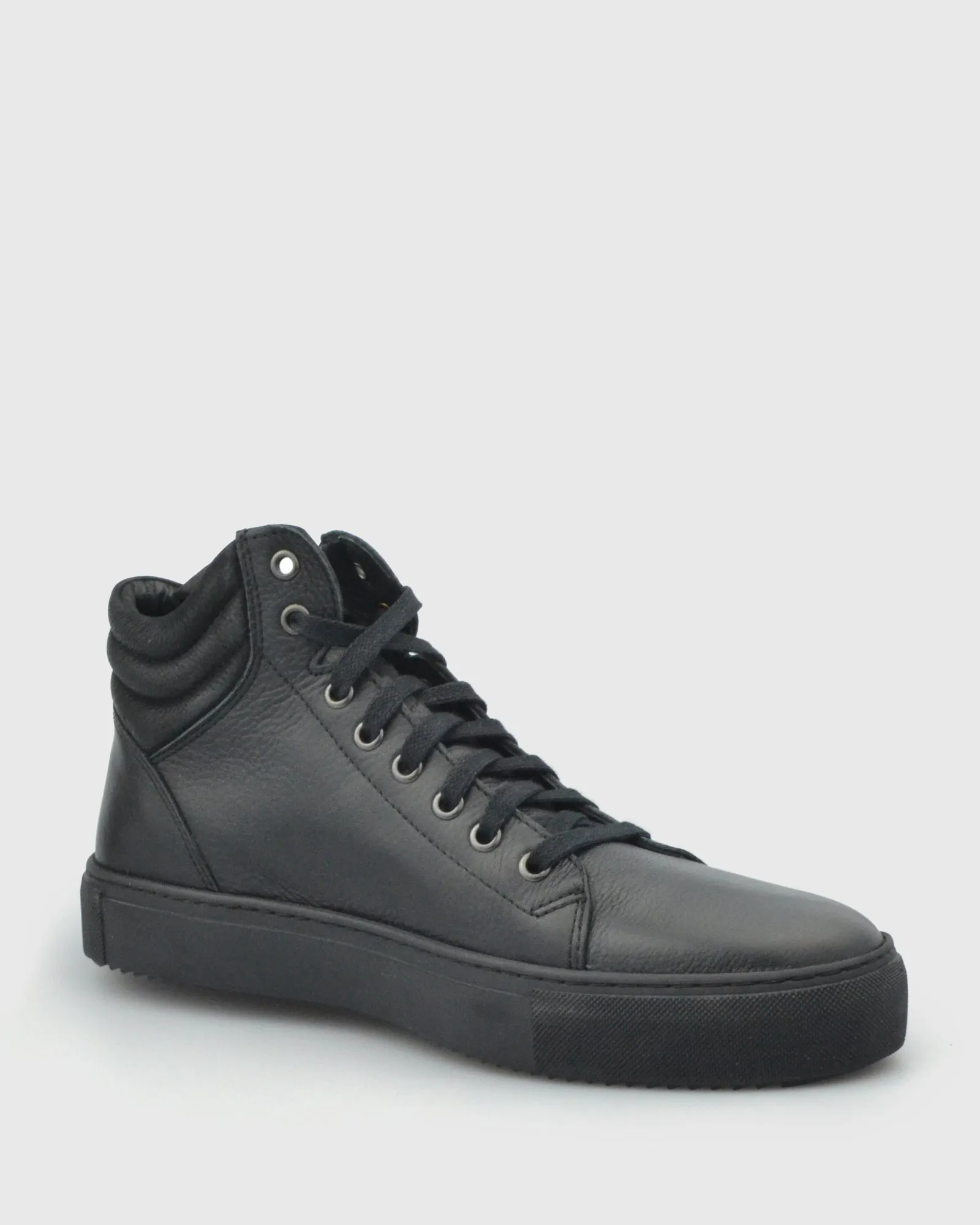 VINCENT & FRANKS VFW22HT1 BLACK HIGH-TOP LEATHER SNEAKER