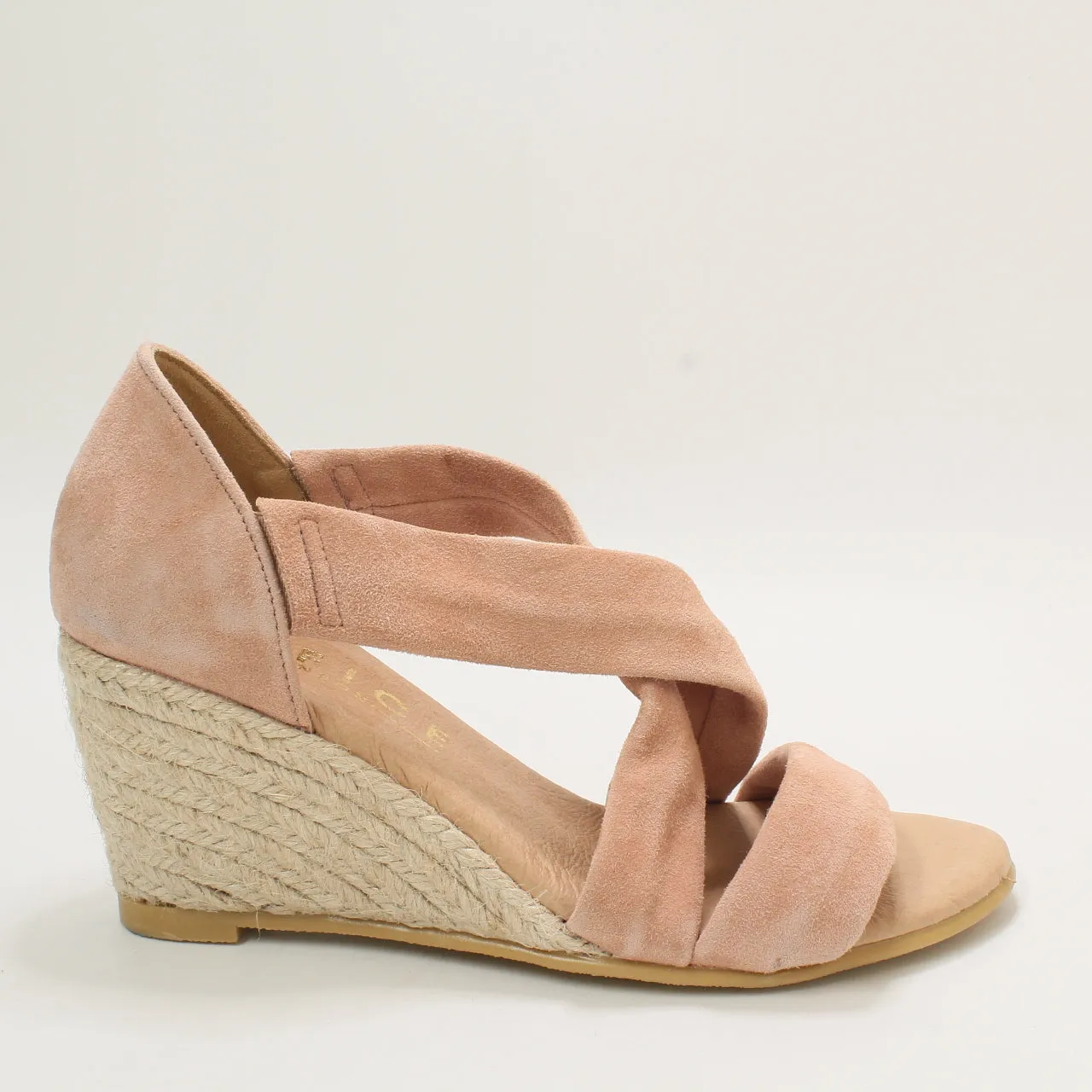 Womens Office Maiden Cross Strap Wedge Nude Suede Uk Size 3