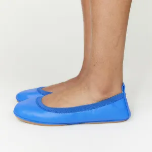 Yosi Samra: Samara Foldable Ballet Flat in Lapis Blue Leather