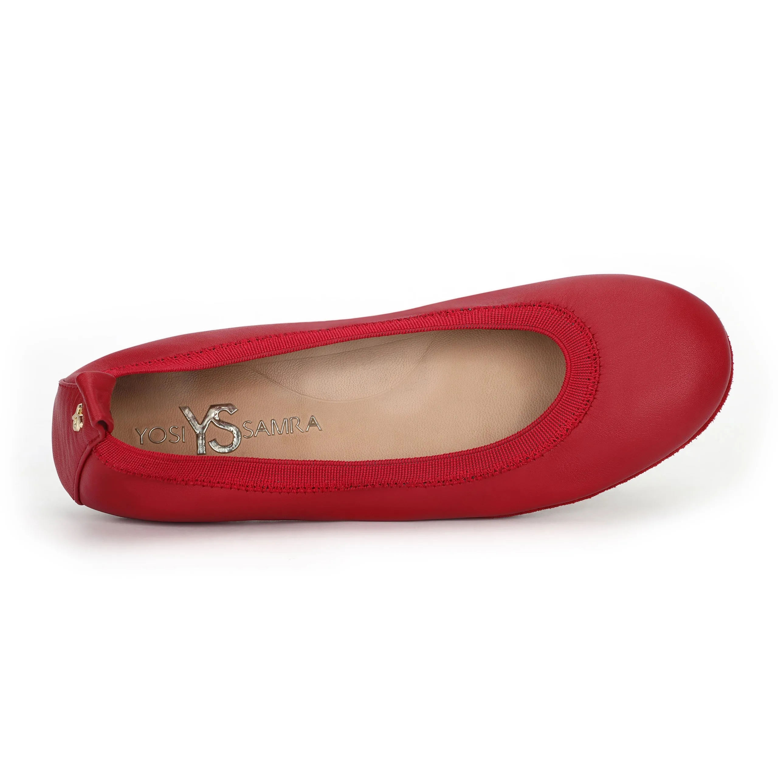 Yosi Samra: Samara Foldable Ballet Flat in Ruby Red Leather